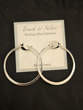 Sterling Silver-Plated Hoop Earrings - Silver